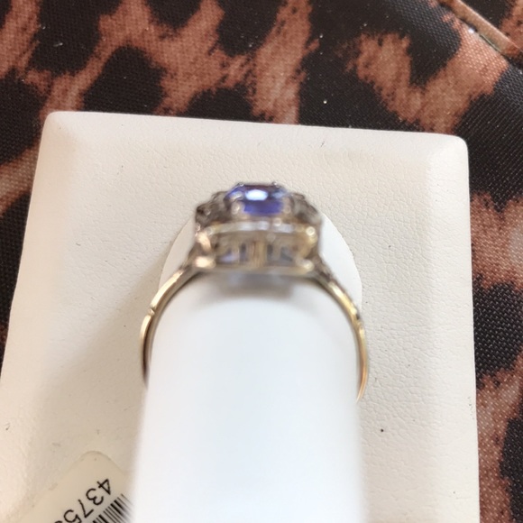 14k WG/YG - Three Stone Tanzanite Ring - Art Deco Style - Sz 9 - Picture 3 of 10